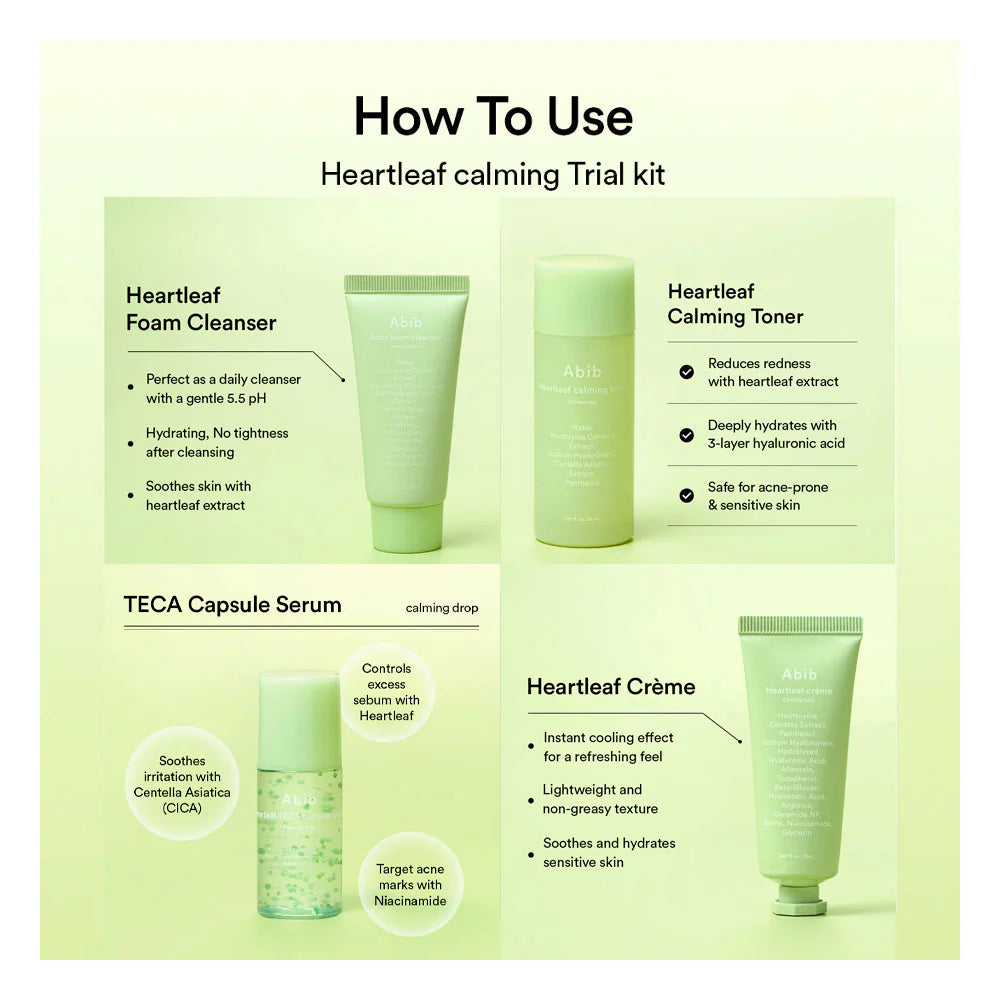 Abib – Heartleaf Calming Trial Kit – 1 Set (4 produkty)
